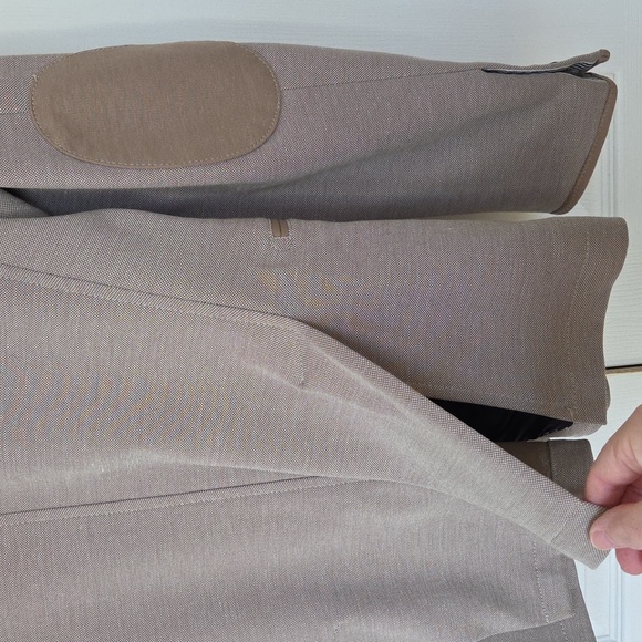 ZARA MAN DENIM COUTURE BLAZER SPORT COAT MODERN CAMEL BROWN ELBOW PATCHES 42 - Picture 8 of 11